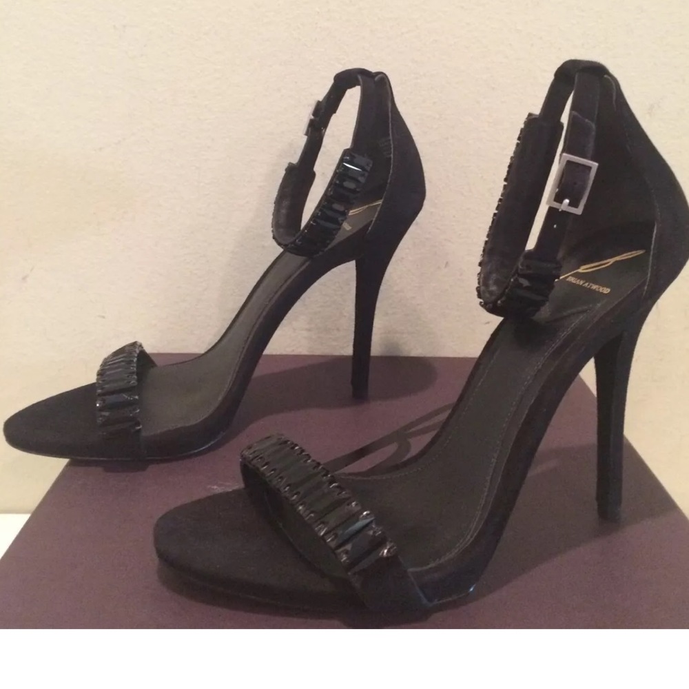 B BRIAN ATWOOD CIARA SUEDE STONES SANDAL STILETTO - Picture 8 of 12
